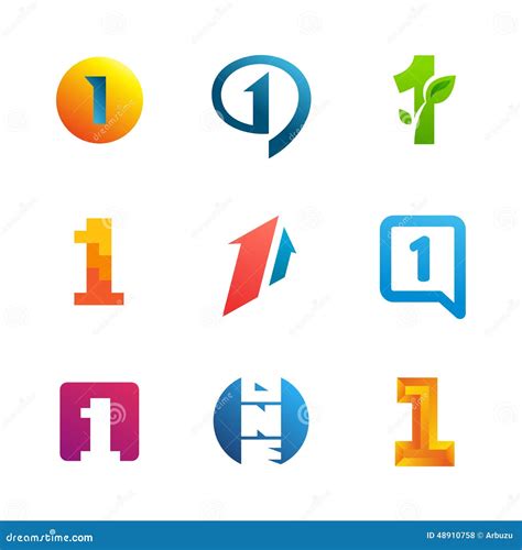 Sistema Del Número Uno Elementos De 1 Del Logotipo Del Icono Plantilla Del Diseño Ilustración ...