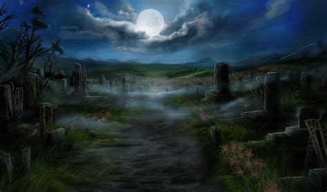 Spooky Halloween Cemetery HD Wallpaper