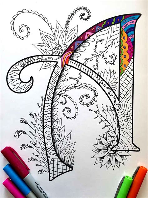 Harrington Font – Printable Zentangle Alphabet & Number Coloring Pages ...