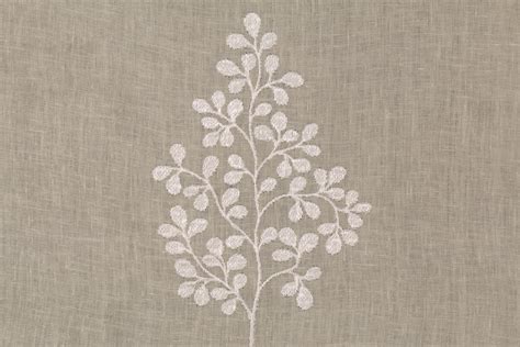 7.6 Yards Embroidered Linen Semi Sheer Drapery Fabric in Stone