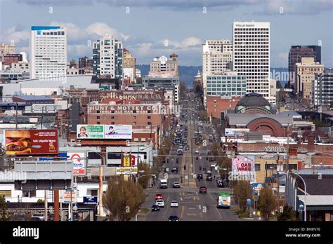 Pacific Avenue leads down into downtown Tacoma Washington Stock Photo - Alamy