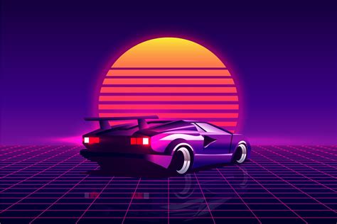 80s supercar. Synthwave, vaporwave | Transportation Illustrations ~ Creative Market