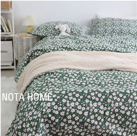 Green Floral Cotton Duvet Cover Queen/twin/fullduvet Covers - Etsy