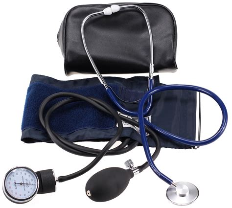 Manual Blood Pressure Gauge , Aneroid Sphygmomanometer and Stethoscope Kit with Zipper Case, FDA ...