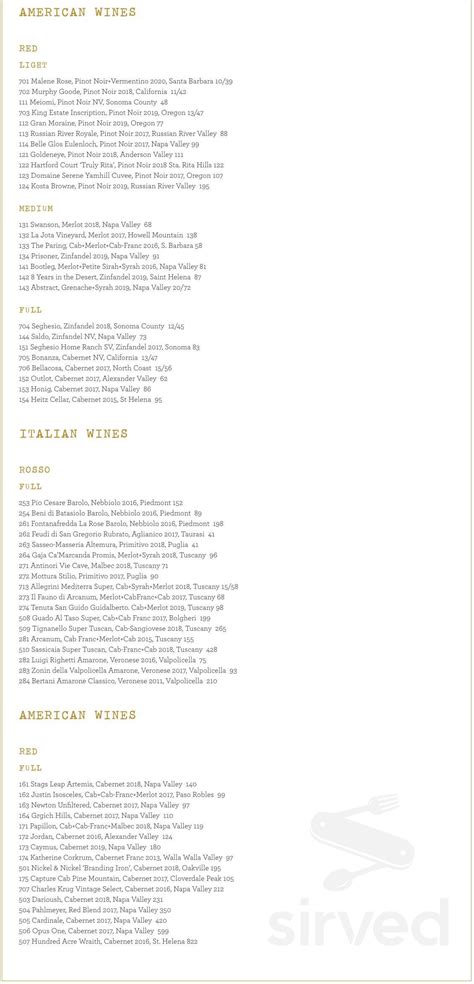 OLIVIA menu in Tampa, Florida, USA