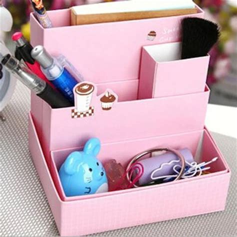 DIY Paper Board Storage Boxes Folding Desk Organizer Cartoon Paper Stationery Makeup Cosmetic ...