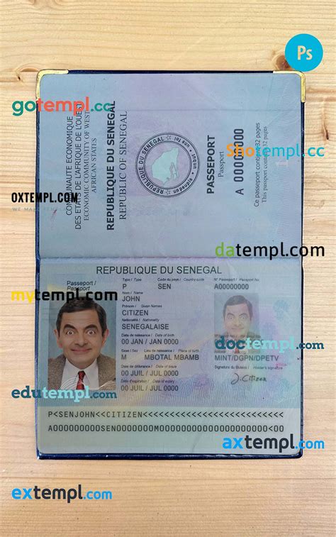 sample Senegal passport PSD files, editable scan and photo-realistic ...