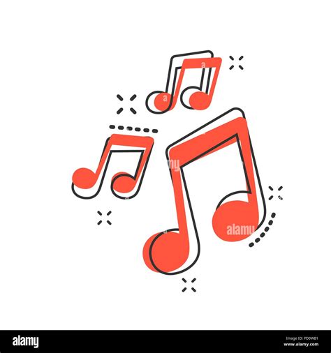 Vector cartoon music icon in comic style. Sound note sign illustration ...