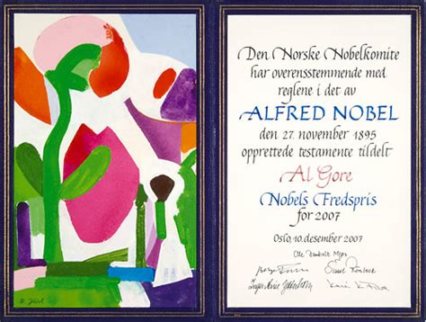 Al Gore – Nobel diploma - NobelPrize.org