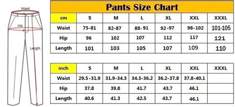 Military Pants Size Chart