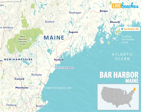 Map of Bar Harbor, Maine - Live Beaches