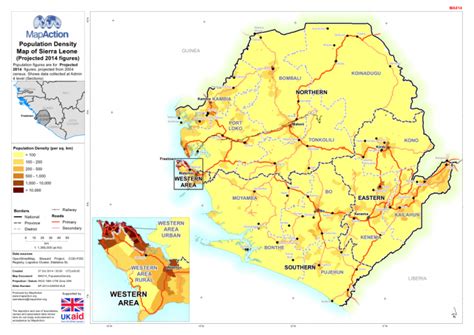 Population Density Map of Sierra Leone (Projected 2014 figures) - as of 27 October 2014 - Sierra ...