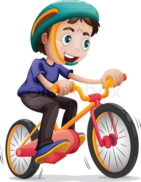 Illustration of a young boy riding a ... | Stock vector | Colourbox