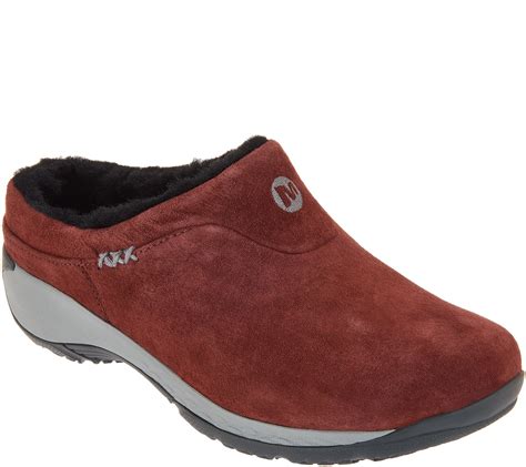 Merrell Suede Plush Lined Slip-On Clogs - Encore Ice Q2 - QVC.com ...