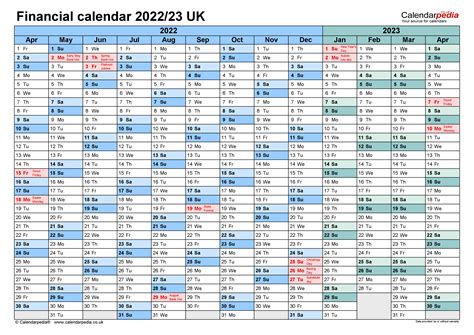 Financial calendars 2022/23 UK in PDF format