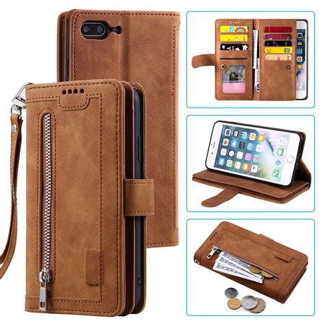 Dteck Wallet Case For iPhone 7 Plus / 8 Plus, Matte PU Leather Case ...