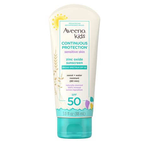Aveeno Kids Continuous Protection Mineral Sunscreen, SPF 50, 3 fl. oz - Walmart.com - Walmart.com