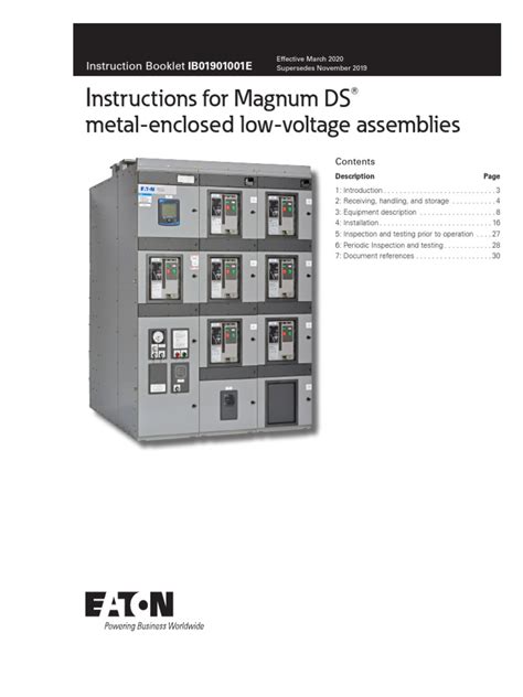 Eaton Low-Voltage-Switchgear-Instruction-Manual-Ib01901001e | PDF ...