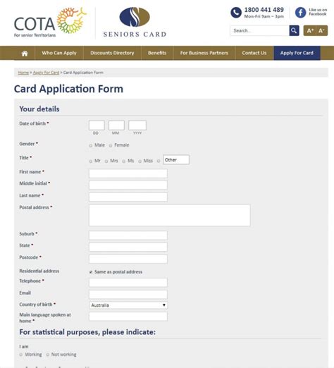 Seniors Card application forms launch online | COTA NT | Voice for Territory Seniors