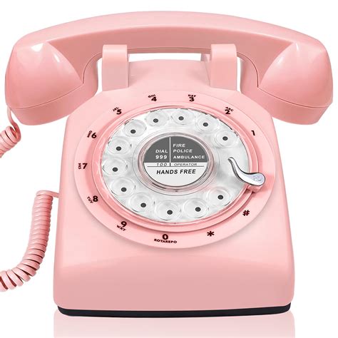 Buy GloDeals 1960's Style Pink Retro Rotary Phone Old Fashioned Dial Retro Landline Phones for ...