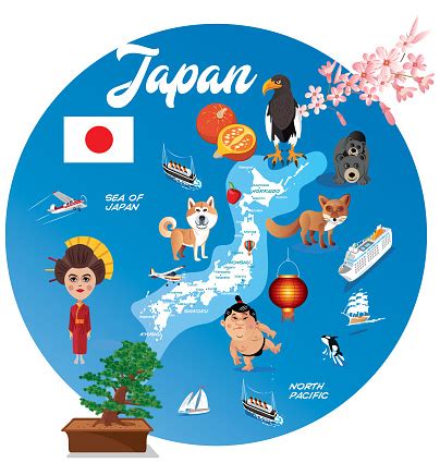 Cartoon Map Of Japan Stock Illustration - Download Image Now - Cartoon, Illustration, Map - iStock