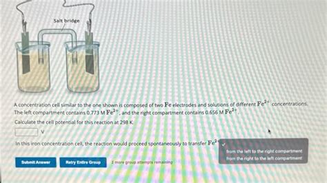 Solved A concentration cell similar to the one shown is | Chegg.com