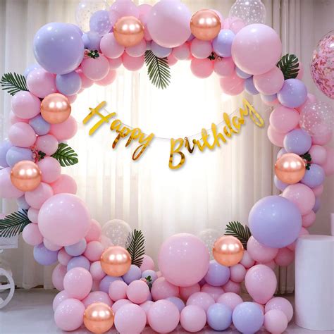 Girls Happy Birthday Balloons Banner Decorations Kit Combo- 96Pcs For ...