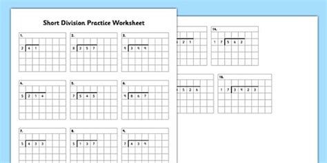 KS2 Short Division Practice Worksheet - Classroom Resource