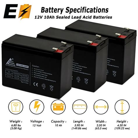 12V 10Ah Sealed Lead Acid Battery for Currie eZip E 1000, E1000 Scooter ...