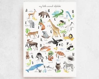 Animal Alphabet / Nursery Decor / Playroom Wall Art / Baby - Etsy