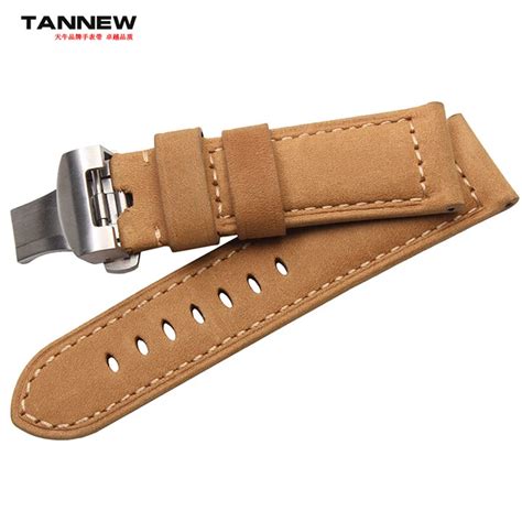 Brown matte leather strap calfskin Italian leather watch strap 24mm ...