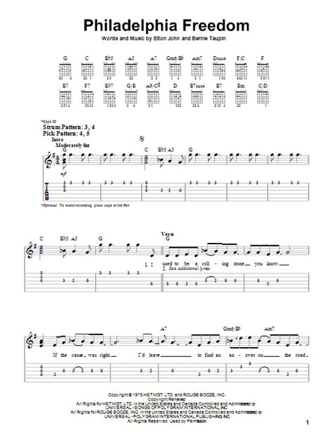 Philadelphia Freedom by Elton John - Easy Guitar Tab - Guitar Instructor