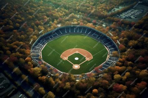 Premium AI Image | An aerial view of the stadium with a view of the ...