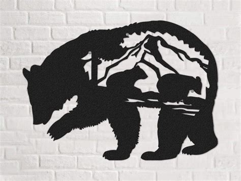 Mother Bear Metal Wall Decor | Black Bear Wall Art – Hencely