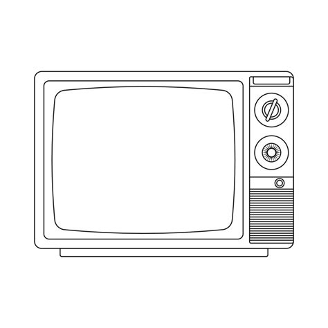 Retro TV Outline Icon Illustration on Isolated White Background ...