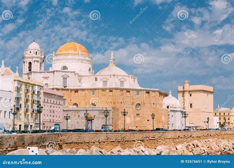 Ancient Cadiz City in Southern Spain. Cadiz Cathedral and Old Editorial ...