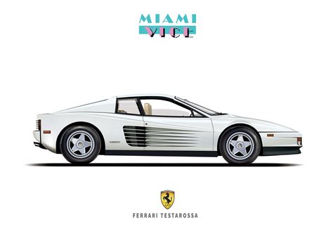 DIGITAL DOWNLOAD Miami Vice Ferrari Testarossa Don Johnson Illustration ...