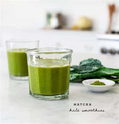 Matcha Kale & Peach Smoothies Recipe - Love and Lemons