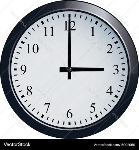 Wall clock set at 3 o Royalty Free Vector Image