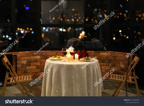 Romantic Date Dinner Concept Served Table Stock Photo 1612839469 ...