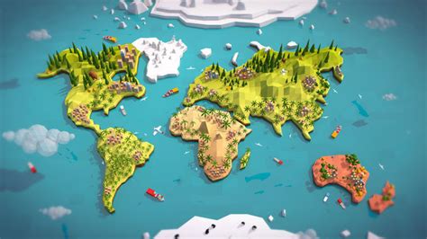 3D model Cartoon Low Poly Earth World Map VR / AR / low-poly | CGTrader