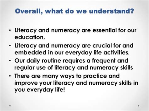 Literacy And Numeracy Skills