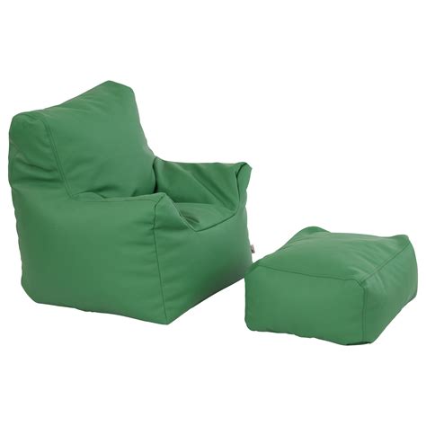 SoftZone® Bean Bag Chair and Ottoman Set - Green - Walmart.com