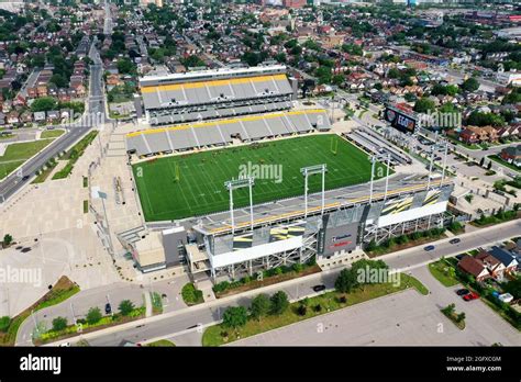 An aerial of Tim Horton Stadium in Hamilton, Ontario, Canada Stock ...