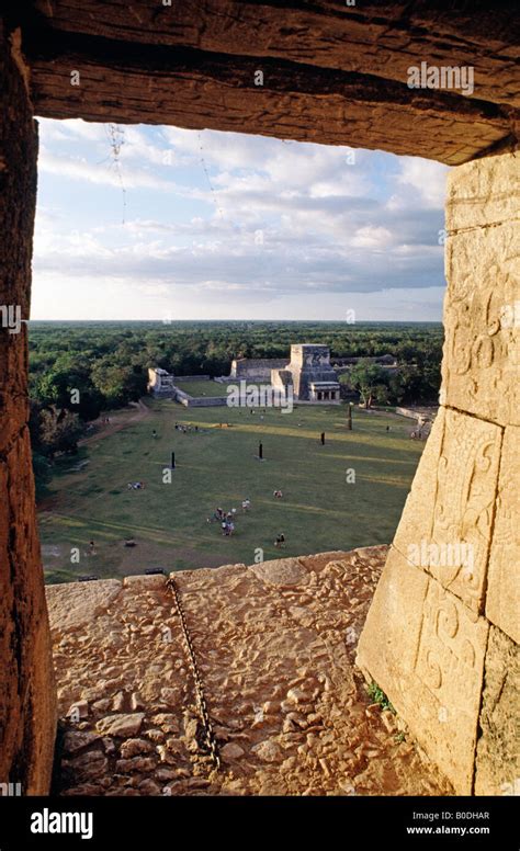 View from inside chamber at top of El Castillo Pyramid, Chichen-Itza Stock Photo: 17509375 - Alamy