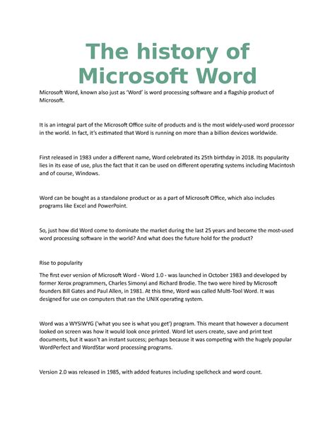 Brief History Of Ms Word - Printable Templates Free