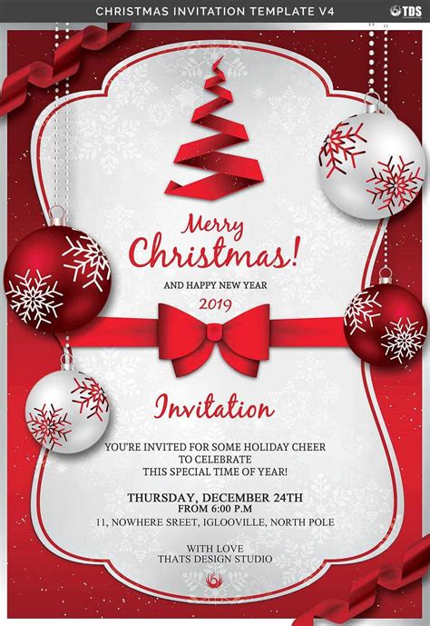 Christmas Invitation Template V4Thats Design Store On With Free ...