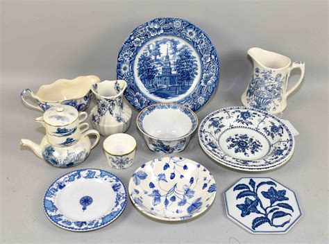 COLLECTION OF ENGLISH BLUE AND WHITE CHINA. Including Indepe