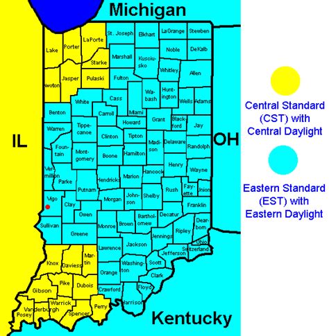 Central Time Zone Map Indiana | Coastal Map World