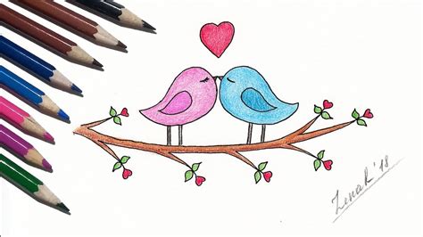 How to Draw Love Birds Easy - YouTube